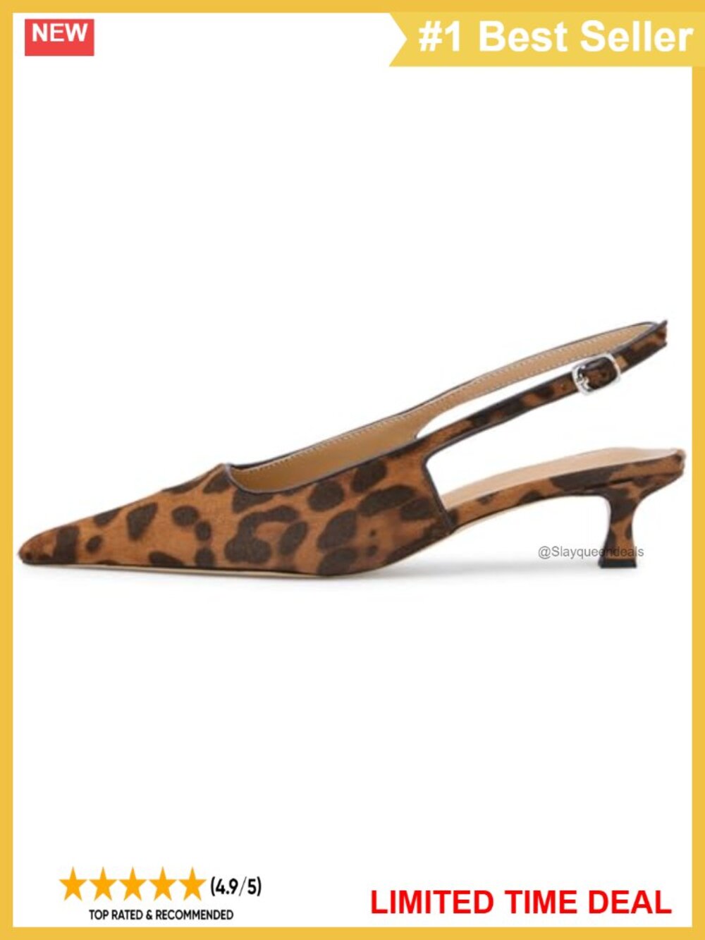Kitten Heel Slingback Pumps Pointed Toe Synthetic Suede Office Casual